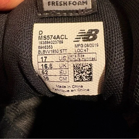 2019 NEW BALANCE Men's 574 Sport Running Shoes Athletic MS574ACL Black Size 17 D - Picture 8 of 8